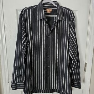 MICHAEL Michael Kors Men's Black White Striped Button Down Shirt Sz XXL
